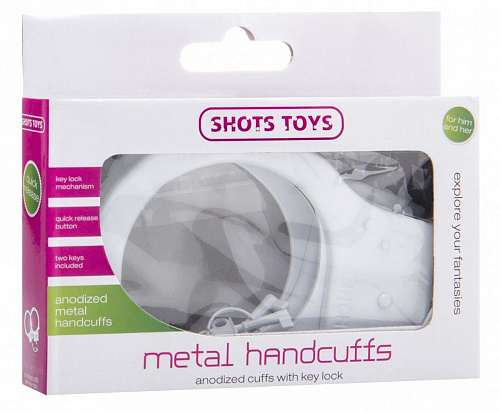 Белые металлические наручники Shots Media BV SHOTS TOYS White SHT347WHT