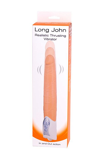 Телесный вибратор с функцией толкания Seven Creations Long John Realistic Thrusting Vibrator C0111Y4SPGAC (20 см)