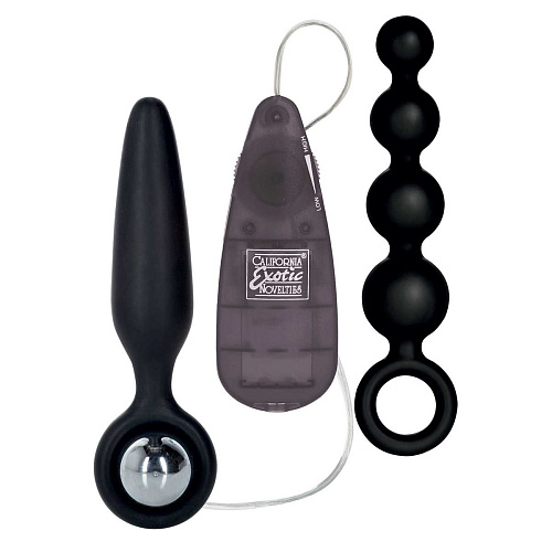 Набор чёрных анальных вибраторов California Exotic Novelties Booty Call Booty Vibro Kit SE-0395-40-3