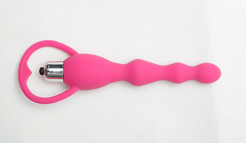 Розовый силиконовый анальный вибростимулятор с ограничителем 4sexdreaM 47496 (17,5 см)