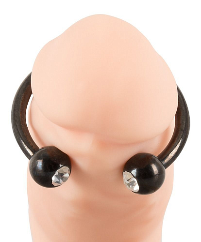 Чёрное металлическое кольцо под головку со стразами Orion Glans Ring 05342180000