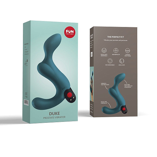 Бирюзовый вибромассажёр простаты Fun Factory Duke 5200859