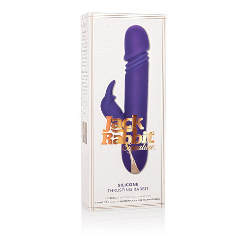 Фиолетовый вибратор с поступательным движением California Exotic Novelties Jack Rabbit Signature Silicone Thrusting Rabbit SE-0609-10-3 (20 см)