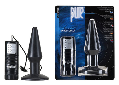 Чёрная анальная пробка с вибрацией Seven Creations Pure 15-04BLK BCD GP (11,4 см)