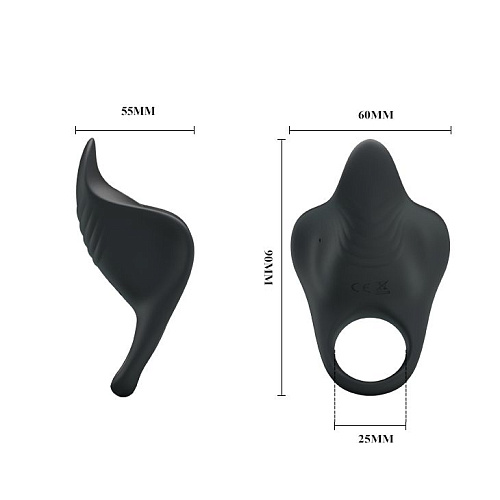 Чёрное эрекционное кольцо с вибрацией Baile Frederica BI-210190