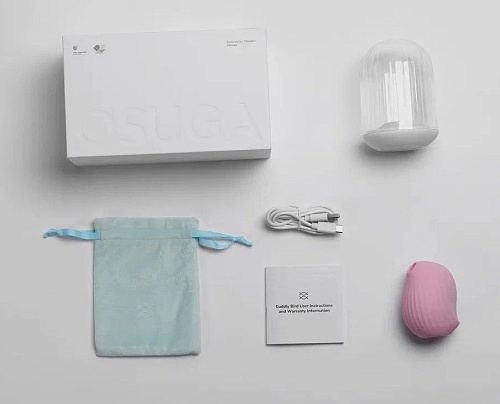 Нежно-розовый вакуум-волновой стимулятор с вибрацией и базой-ночником Cuddly Bird CB-PK