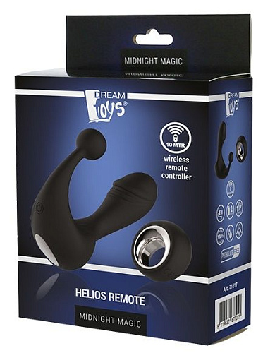 Чёрный вибромассажёр со стимулятором клитора Dream Toys HELIOS REMOTE 21617