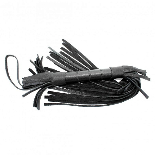 Короткая чёрная плетка из натуральной кожи БДСМ арсенал 54003