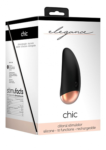 Чёрный вибратор для клиторальной стимуляции Shots Media BV Chic ELE008BLK