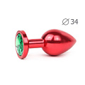 Коническая красная анальная втулка с зелёным кристаллом Anal Jewelry Plug RM-07 (8,2 см)