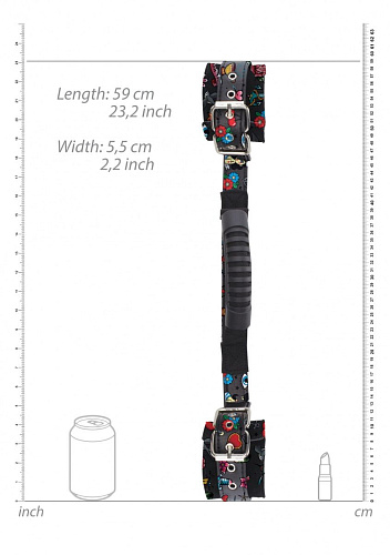 Чёрные наручи с распоркой Shots Media BV Printed Handcuffs Old School Tattoo Style OU450BLK