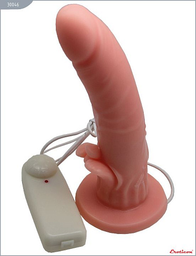 Телесный страпон с усиками и ротацией Eroticon 30046 (18 см)