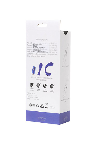 Синий вибратор с 2 сменными насадками Le Stelle PERKS SERIES EXC LS12213