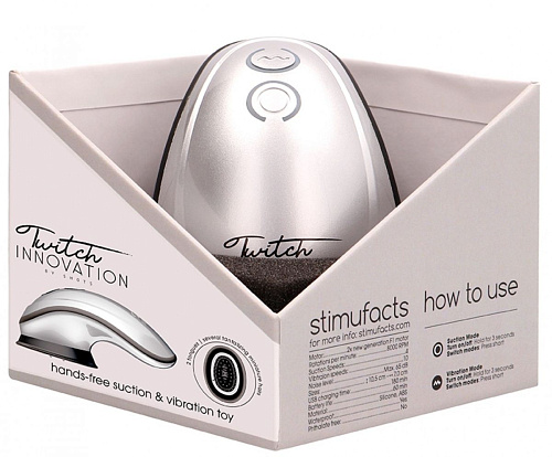 Серебристый вибромассажёр с вакуумным эффектом Shots Media BV Twitch Hands INN001SIL