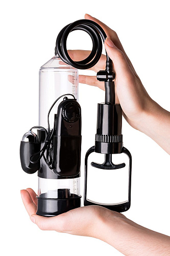 Прозрачная вакуумная помпа с вибропулей и эрекционными кольцами A-toys 769010