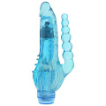 Голубой вибратор с анальным хвостом и шипами Dream Toys JELLY JOY CRYSTAL COX 310032 (19 см)