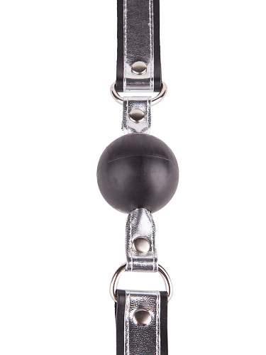 Кляп-шарик на чёрно-серебристых ремешках Sitabella 3005-16