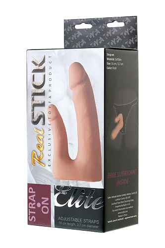 Поясной страпон телесного цвета с насадкой для двойного проникновения ToyFa 984104 (16 см)