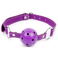Фиолетовый кляп-шарик на регулируемом ремешке с кольцами Bior toys NTB-80534