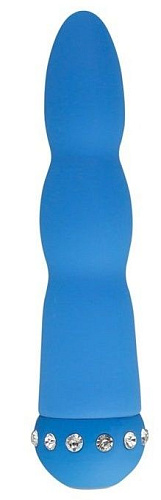 Голубой вибратор со стразами Howells WAVY WAND 91018Blue (14 см)