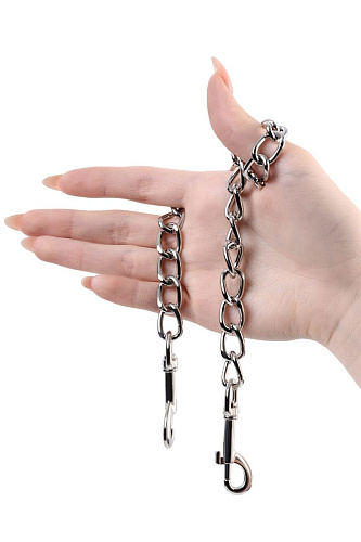 Серебристая соединительная цепочка с двумя карабинами ToyFa 712054