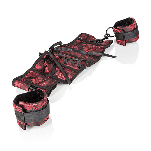 Чёрный с красным корсет с наручниками California Exotic Novelties Scandal Corset with Cuffs SE-2712-75-3