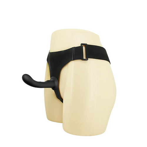 Страпон с изогнутой головкой чёрного цвета Baile Ultra Harness Curvy Dildo BW-022053-0801 (15,8 см)