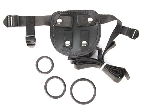 Чёрные трусики для страпона с тремя кольцами Chisa CN-522086499