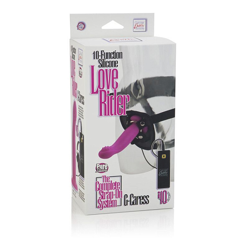 Женский страпон розового цвета California Exotic Novelties 10-FunctionSilicone Love Rider G-Caress SE-1498-25-3 (16 см)