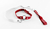 Бело-красный чокер из натуральной кожи с поводком БДСМ арсенал 20015ars