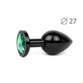 Коническая чёрная анальная втулка с зелёным кристаллом Anal Jewelry Plug BKS-07 (7 см)