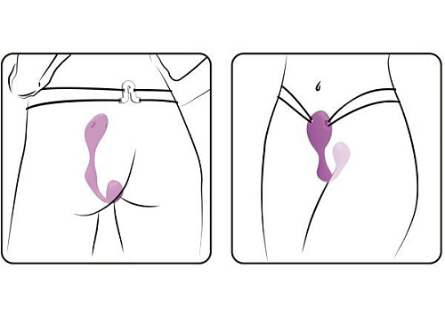 Фиолетовый двусторонний вибратор на эластичных ремешках с пультом ДУ Adrien Lastic Mr. Hook 10893