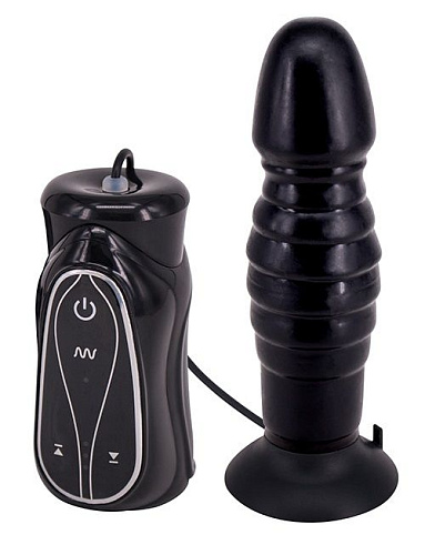 Чёрный анальный вибратор на присоске Seven Creations Pleasure Thrust C0055B1SPGACN (14 см)