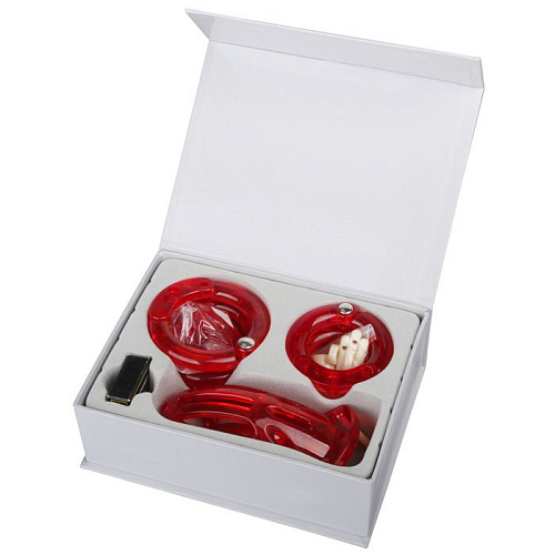 Мужской набор верности красного цвета с насадками большого размера Erotic Fantasy EF-CB4000-RED