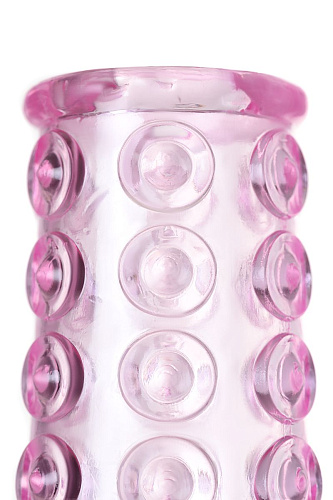 Розовая рельефная насадка закрытого типа Eromantica 150211 (13,5 см)