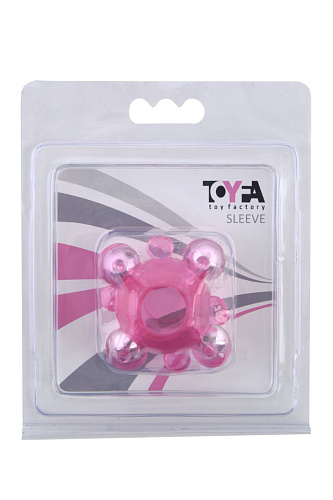 Эрекционное кольцо c бусинками розового цвета ToyFa 888004