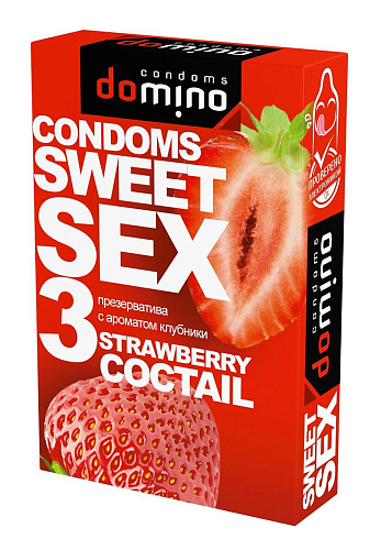 Презервативы для орального секса с ароматом клубничного коктейля Domino Sweet Sex Strawberry Cocktail №3 (3 шт)