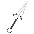 Серебристо-чёрные зажимы для сосков с кольцом для пениса ToyFa TOYFA Metal 712051