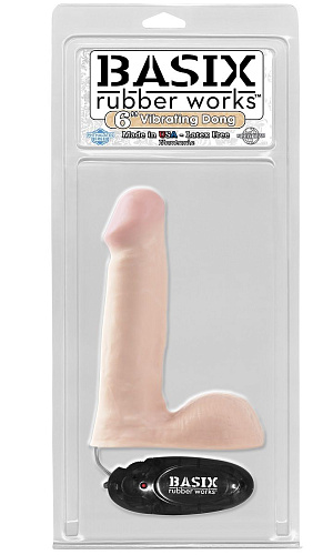 Телесный вибратор Pipedream Basix Rubber Works 6 Vibrating Dong PD4240-21 (15,9 см)