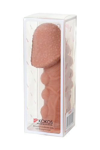 Насадка на фаллос телесного цвета с пузыриками, венками и ребристостью KOKOS Extreme Sleeve 009 ES.009-M (14,7 см)