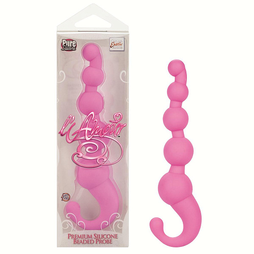 Упругая розовая цепочка California Exotic Novelties L Amour Premium Silicone Beaded Probes SE-4626-04-3 (17 см)
