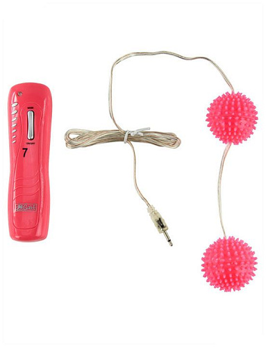 Розовые виброшарики с шипами и пультом Eroticon 30348