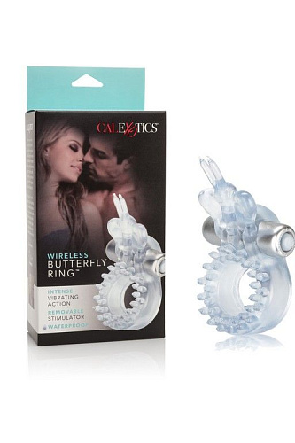 Прозрачное эрекционное кольцо с вибрацией California Exotic Novelties Wireless Butterfly Ring SE-1830-00-3