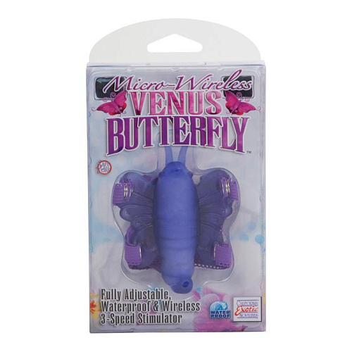 Фиолетовая вибробабочка на ремешках California Exotic Novelties Micro Wireless Venus Butterfly SE-0601-28-3
