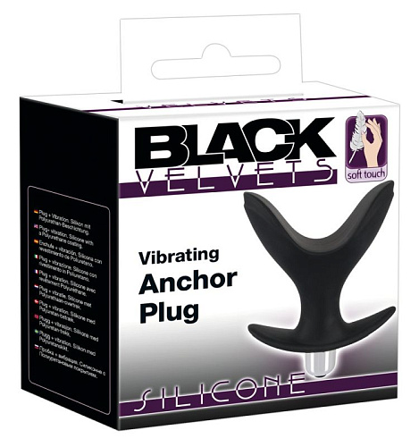 Чёрная анальная V-образная пробка с вибрацией Orion Black Velvets Vibrating Anchor Plug 0589543 (10,3 см)
