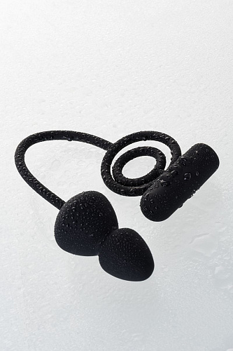 Чёрное эрекционное кольцо с вибростимулятором и анальным хвостом Erotist 541306