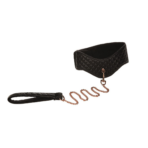 Чёрный ошейник с поводком California Exotic Novelties Entice Posture Collar with Leash SE-2720-70-3