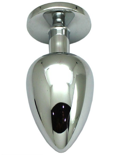 Серебристая анальная пробка с розовым кристаллом Eroticon P3402M-12 (9 см)