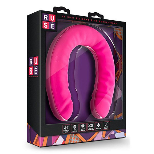 Розовый двусторонний фаллоимитатор Blush Novelties 18 inch Silicone Slim Double Dong BL-32290 (45,7 см)