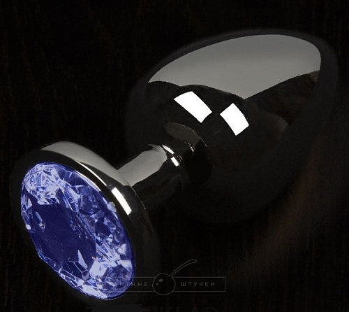 Графитовая анальная пробка с синим кристаллом Пикантные штучки DPBP041SBLUE (6 см)